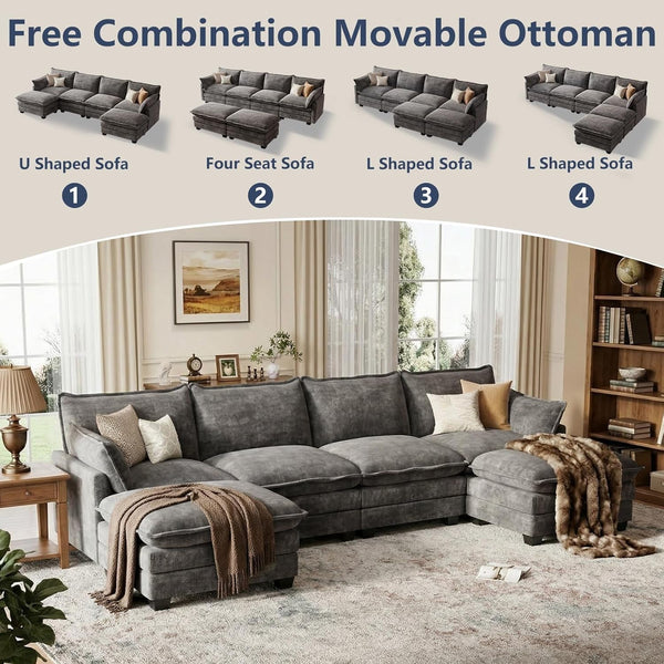 U Shaped Modular Sectional Couch, Comfy Sofa for Living Room3