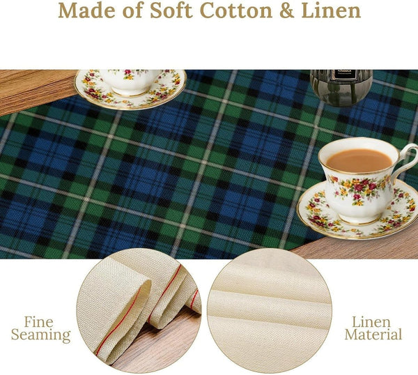 Retro Plaid Table Runner,Vintage Green Tartan Rustic Farmhouse Table Runner for Home Indoor Outdoor Kitchen Holiday Birthday Party Wedding Decor 13X36 Inch5