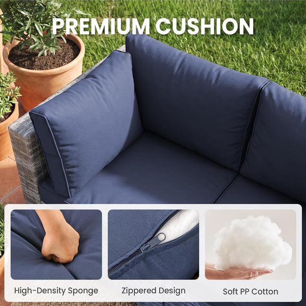 7 Piece Patio Furniture Set, Outdoor Wicker Sectional Sofa Set3