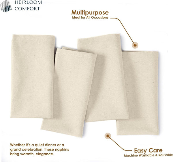 Ivory Cloth Napkins 17"X17" - Set of 6 - Soft, Absorbent, Durable, Reusable, Washable - 100% Cotton Table Linen for Spring, Easter, Baby Showers, Weddings, Parties, Everyday Use4