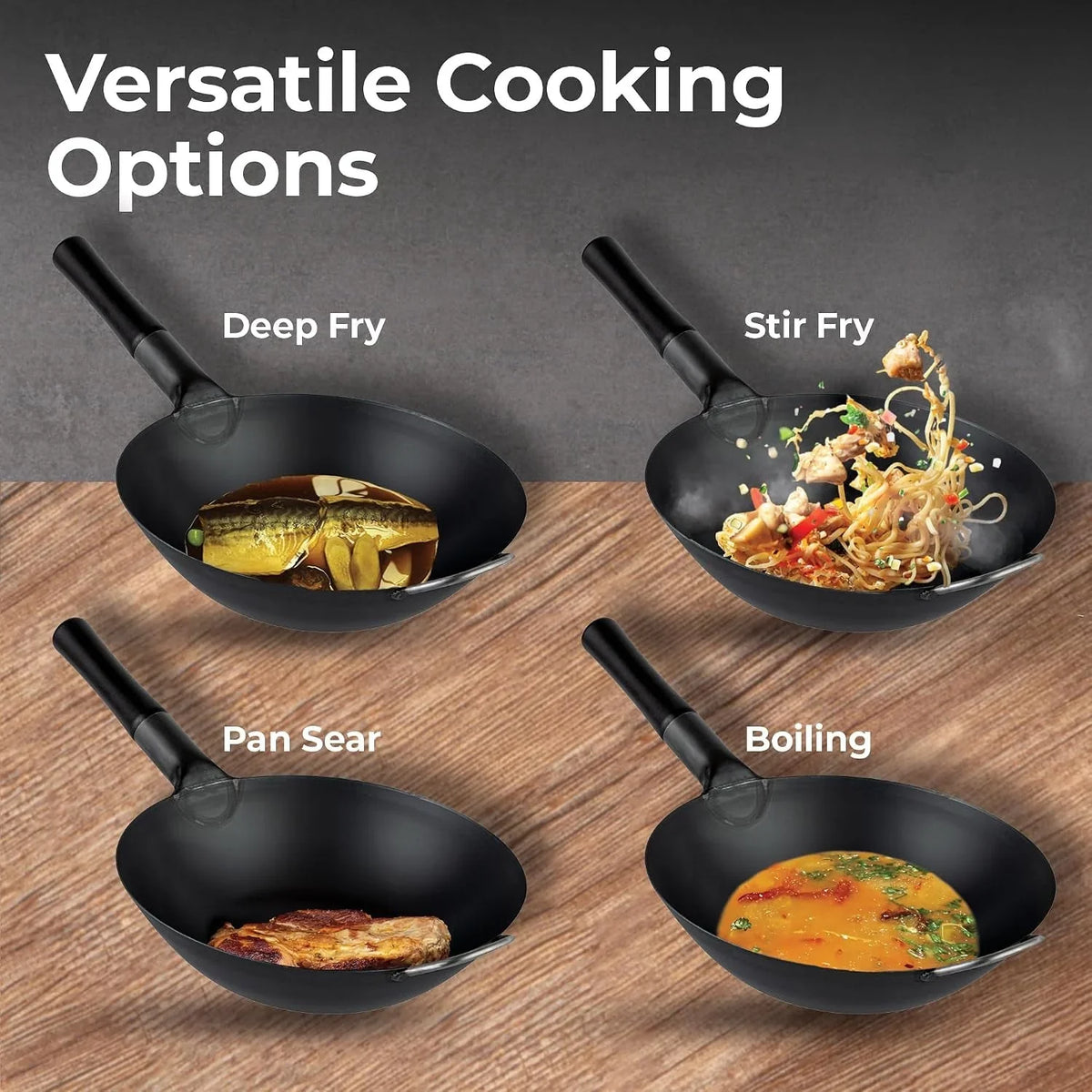 carbon-steel-wok-1-pack-of-13-3-inch-heavy-duty-uniform-heat-distribution-pan-induction-compatible-flat-bottom-wok-welded-handle-black-for-gas-stovetops-and-grills