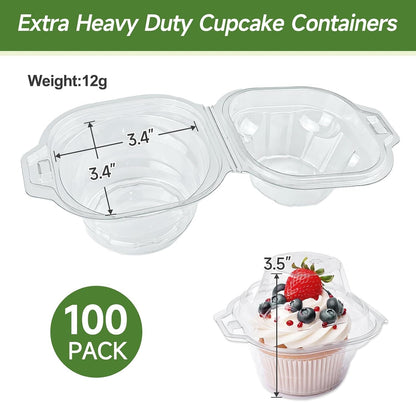 100 Pack Individual Cupcake Containers with Airtight Lids2