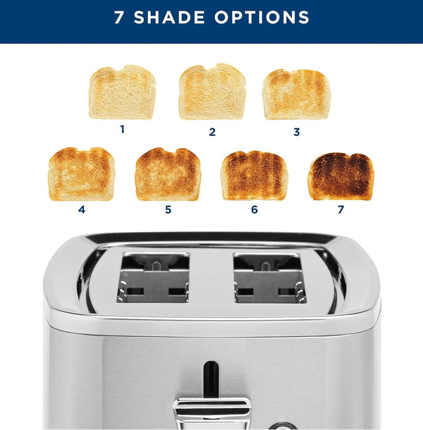 GE 2 Slice Stainless Steel Toaster, Extra Wide Slots for Toasting Bagels, Breads, Waffles & More, 7 Adjustable Shade Settings, Removable Crumb Tray, Countertop Kitchen Essentials, 850 Watts5