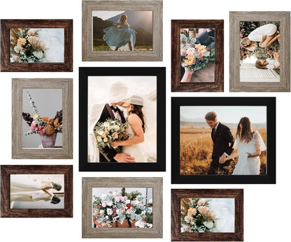 Picture Frames Collage Wall Decor 10-Pack, Gallery Wall Frame Set with 8X10 5X7 4X6 Frames in 3 Different Finishes1