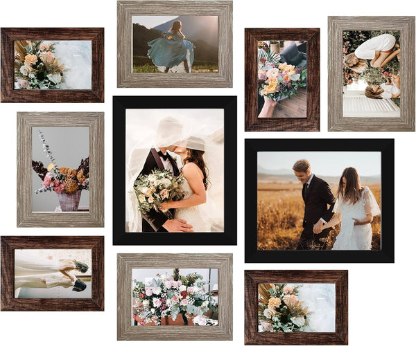 Picture Frames Collage Wall Decor 10-Pack, Gallery Wall Frame Set with 8X10 5X7 4X6 Frames in 3 Different Finishes1