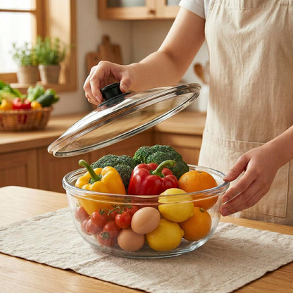 4 Pcs Kit 6 QT Large Glass Mixing Bowl with Lid Baking Mat Dough Cutter7