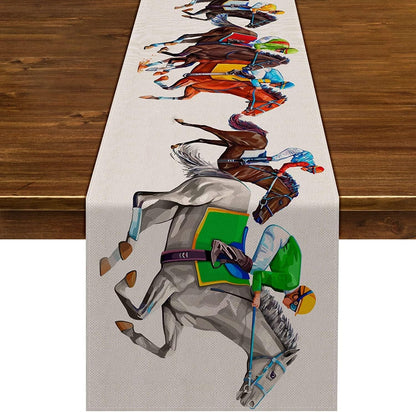 Kentucky Table Runner Horse Racing Derby Party Decoration Rustic Farmhouse Home Dining Room Kitchen Island Decor (13" X 120")1