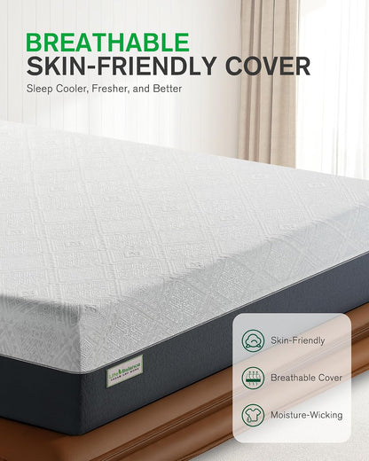 Queen Size Mattress, 10 Inch Cooling-Gel Memory Foam Mattress Made in USA, Certipur-Us Certified Mattresses in a Box, Medium Firm, Pressure Relief, Motion Isolation, CY-10-Q-V4
