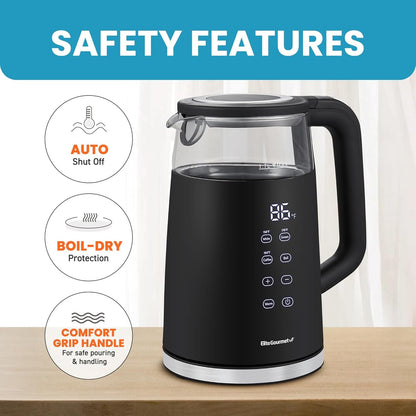 1.7L Dual-Wall Cool-Touch Tea Kettle, Touchscreen, Black | Borosilicate Glass, 304 Stainless Steel Interior, Programmed Digital Keep Warm, Auto off & Audible Indicator5
