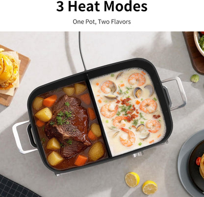Slow Cooker 10 Quarts (2 X 5 Quarts) Pfoa-Free Ceramic Coating | Adjustable Temp Oven Safe to 450°F | Keep Warm Function for Large Family Gatherings (Includes Silicone Spoon)4