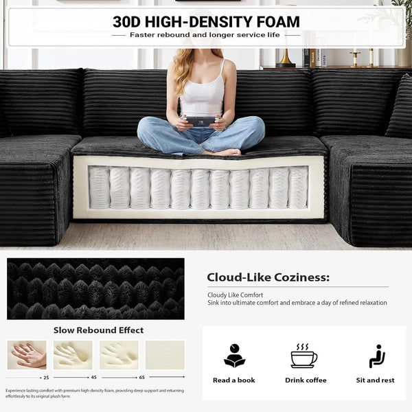 134 Inch Modular Sectional Sofa, Cloud Boneless Couch for Living Room3