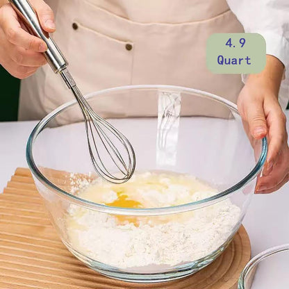 Large Glass Bowl for Sourdough Bread Making,4.9 Quart Glass Mixing Bowl for Sourdough Bread with Lid,Large Glas Salad Bowl,Kitchen Salad Bread Storage4