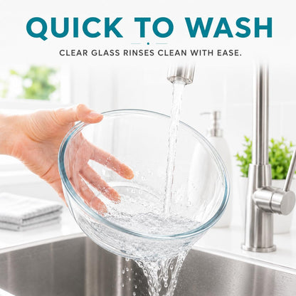 Glass Mixing Bowls with Lids Set(4.5Qt, 2.7QT, 1.1Qt)-Large Glass Mixing Bowls, Clear Salad Bowl for Baking, Cooking, Serving, Food Prep, 3PC Nesting Bowls for Kitchen Storage & Dishwasher Safe7