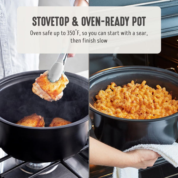 6QT Ceramic Nonstick Slow Cooker, Cooktop/Oven Safe, Black | Pfas-Free Nonstick Removeable Inner Pot, Dishwasher Safe Components, Programmable, Keep Warm, Delay Timer, Family Sized8