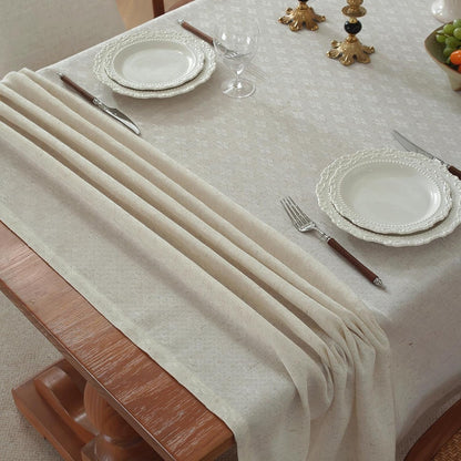 Natural Linen Cottton Tablecloth Rectangle, Rustic Elegant Tablecloth, Textured Jacquard Neutral Fabric, Washable Table Cover for for Dining Table Farmhouse Kitchen Party (Diamond Weave, 70" X 55" )5