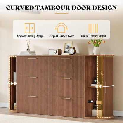 Queen Murphy Bed with Storage & Sliding Tambour Door4