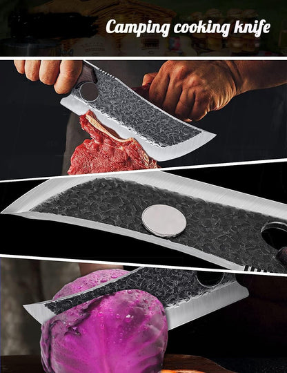 Huusk Japanese Meat Cleaver with Sheath, Butcher Knife for Meat Cutting3