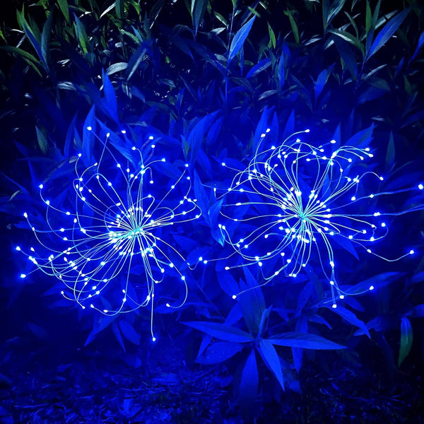Solar Firework Lights, 2 Pack 120 Leds 2 Lighting Modes Solar Garden Lights Outdoor Waterproof for Yard Patio Walkway Pathway Party Wedding Christmas Decorative - Blue3