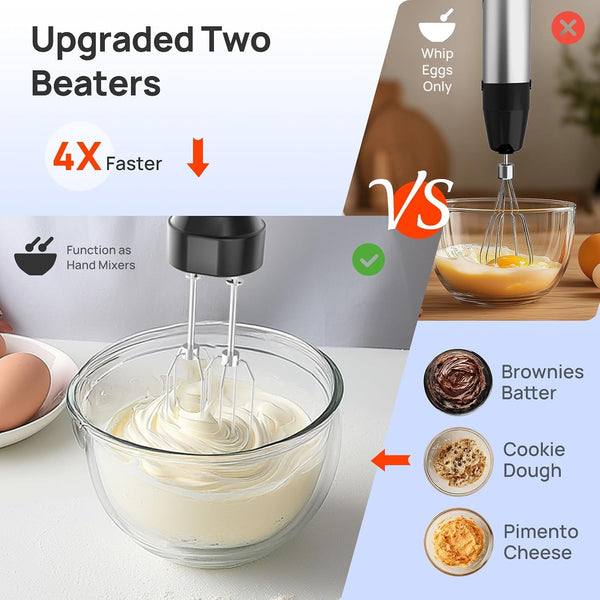4 in 1 Immersion Hand Blender Max 1100W, Trigger Speed Control | Corded Stick Emulsifier with Entire Stainless Steel Blender Shaft, for Blending, Beating, Frothing, Mixing & More, Non-Bpa7