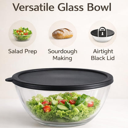 4.9 Quart Large Glass Mixing Bowl with Lid, Clear Glass Bowl for Bread Dough Mixing, Bread Making, Salad Serving, Food Prep & Storage7