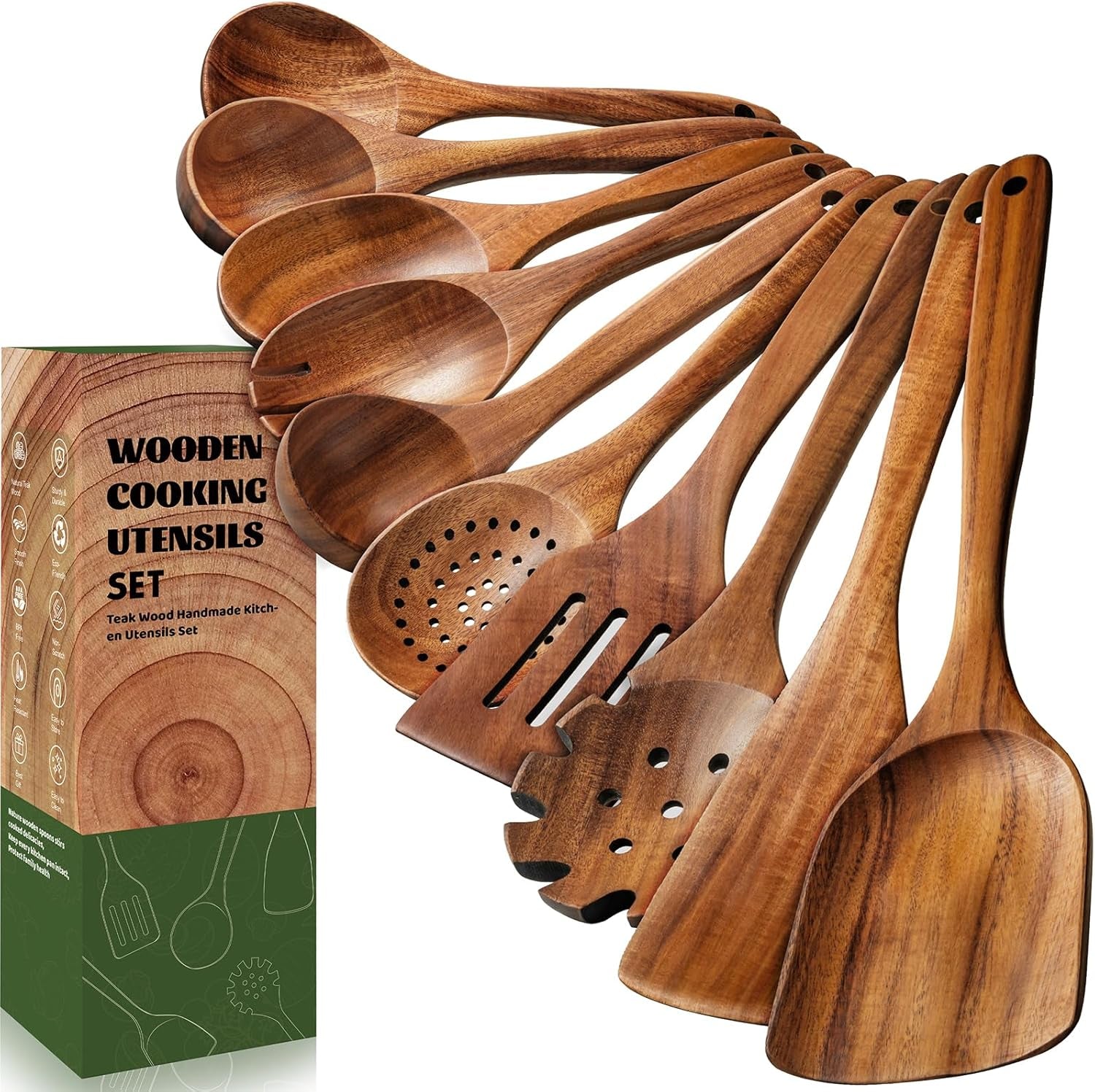 10-pcs-wooden-spoons-for-cooking-natural-teak-wooden-kitchen-utensils-set-durable-cooking-utensils-set-with-comfort-grip-for-cookware-smooth-finish-nonstick-heat-resistant-wooden-spatula