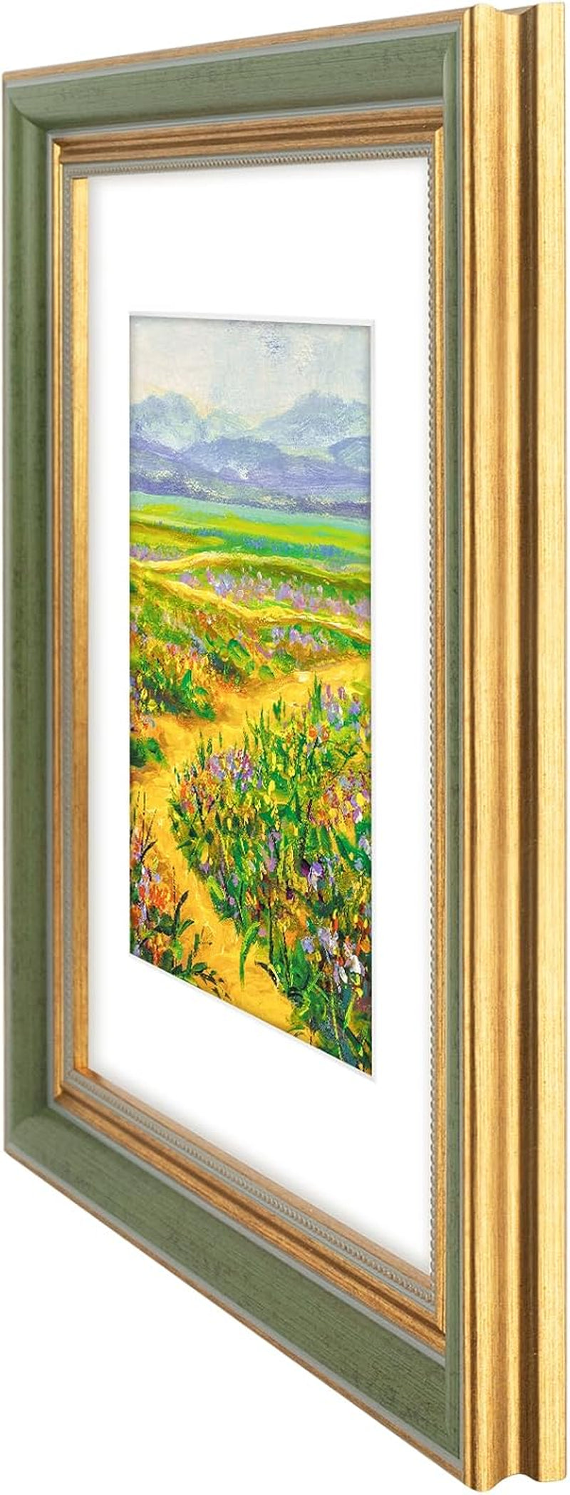 11x14-ornate-picture-frame-holds-8x10-photo-green-gold