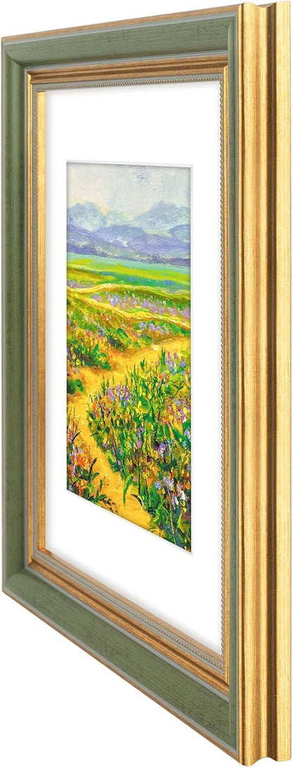 ,11X14 Ornate Picture Frame Holds 8X10 Photo,Green Gold7