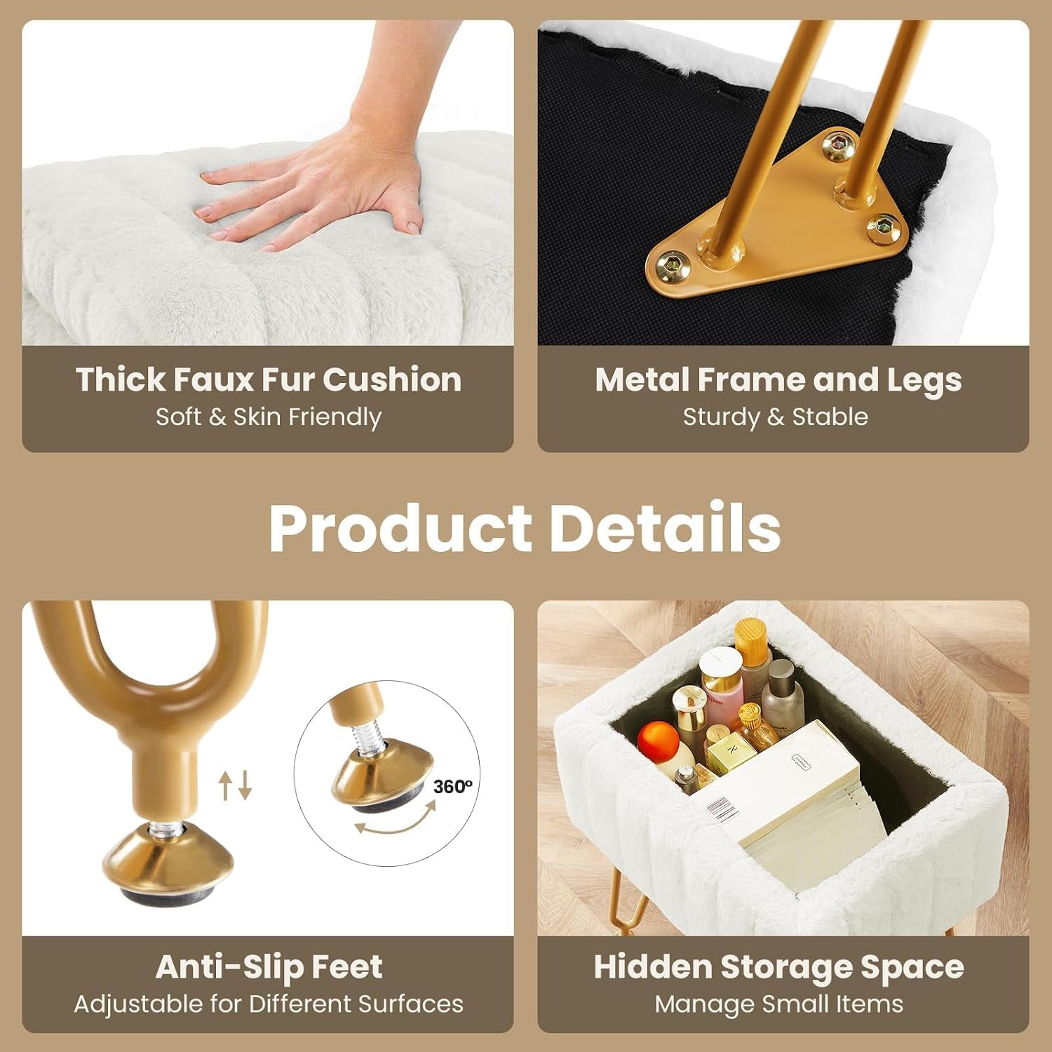 vanity-stool-chair-ottoman-with-storage-makeup-cute-soft-small-footstool-modern-style-faux-fur-seat-with-4-metal-legs-adjustable-feet-for-dressing-living-room-bedroom-dorm