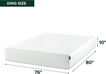 10 Inch Green Tea Memory Foam Mattress/Certipur-Us Certified/Bed-In-A-Box/Pressure Relieving, White, King2
