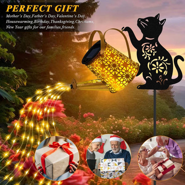 Solar Garden Lights Outdoor Decor, Cat Watering Can Lights for Yard, 1 Pack5