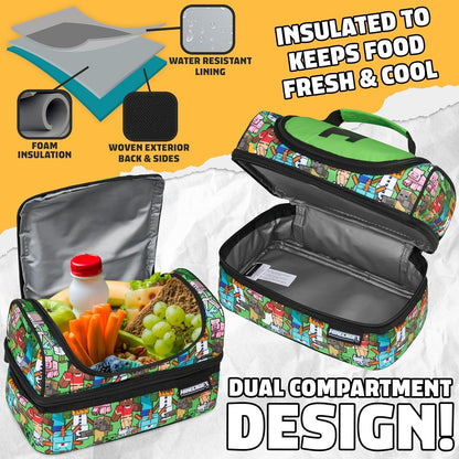 Insulated Lunch Bag for Kids Creeper Lunchbox for Boys School Supplies Food Carrier Snacks Picnic Beach Days Travel Gamer Gifts for Kids (Multi)4