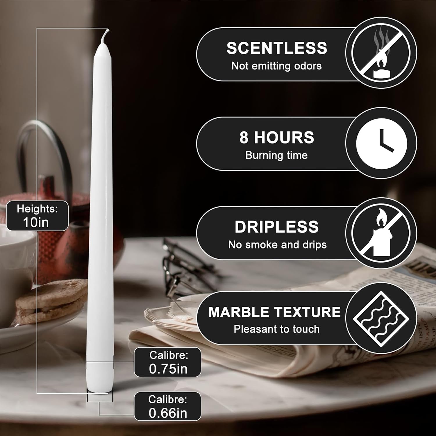 4-pack-white-taper-candles丨taper-candles-10-inch-dripless丨unscented-smokeless-candlesticks-bulk丨7-8-hours-long-burning-tall-candles丨ideal-for-christmas-weddings-parties-dinner