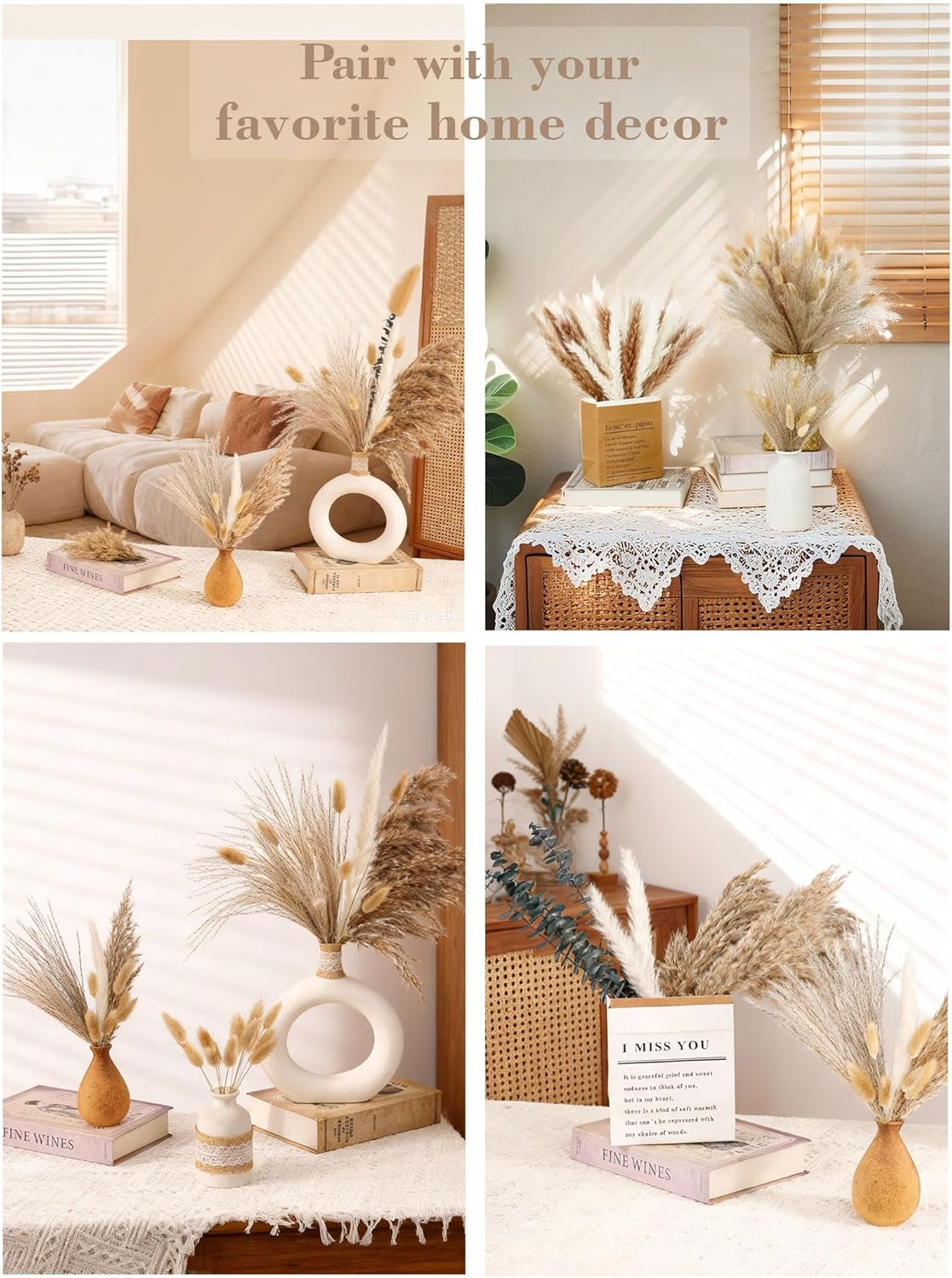 120-pcs-dried-pampas-grass-dried-flowers-reed-grass-bouquet-for-bohemian-flowers-home-table-wedding-decoration-rustic-farmhour-light-brown