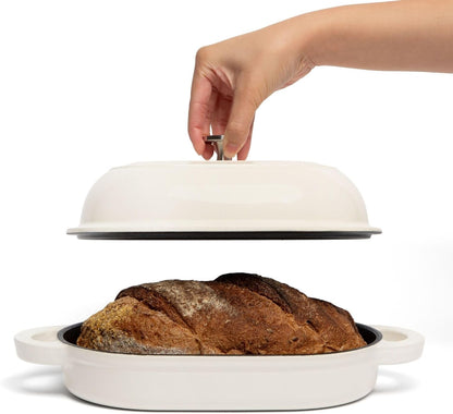 Cast Iron Oval Bread Oven, 10" X 6.5" - Rustic Dutch Oven Bread Cloche with Steam Circulating Lid for Perfect Sourdough7