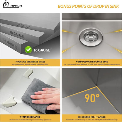 42 Inch 42X22 Drop in Sink Double BOWL 50/50 Kitchen Sink4