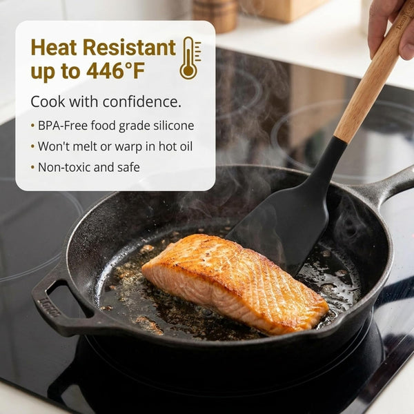 Silicone Utensils Set for Cooking - 12 Piece Set&Bpa Free（Black）6
