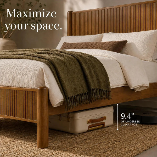 Solid Wood Queen Platform Bed, Walnut (WNT, Queen (U.S. Standard))8