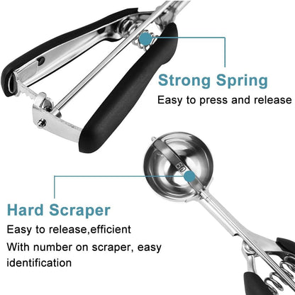 Cookie Scoop Set, Include 1 Tbsp/2 Tbsp/3 Tbsp, Cookie Dough Scoop, Cookie Scoops for Baking Set of 3, 18/8 Stainless Steel, Good Grip, Non-Slip, for Cookies Cupcake Muffin Ice Cream Waffle3