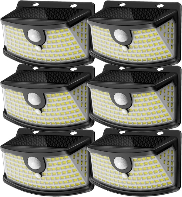 Solar Motion Sensor Lights Outdoor 120 Leds, Black, 6 Pack1