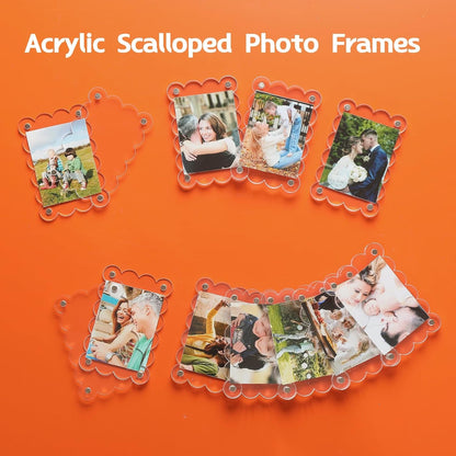10 Pack 2.36 X 3.54 Inch Acrylic Fridge Magnetic Frame Scalloped, Double Sided Polaroid Frame, Refrigerator Magnet Picture Frame for Fujifilm Instax Mini5