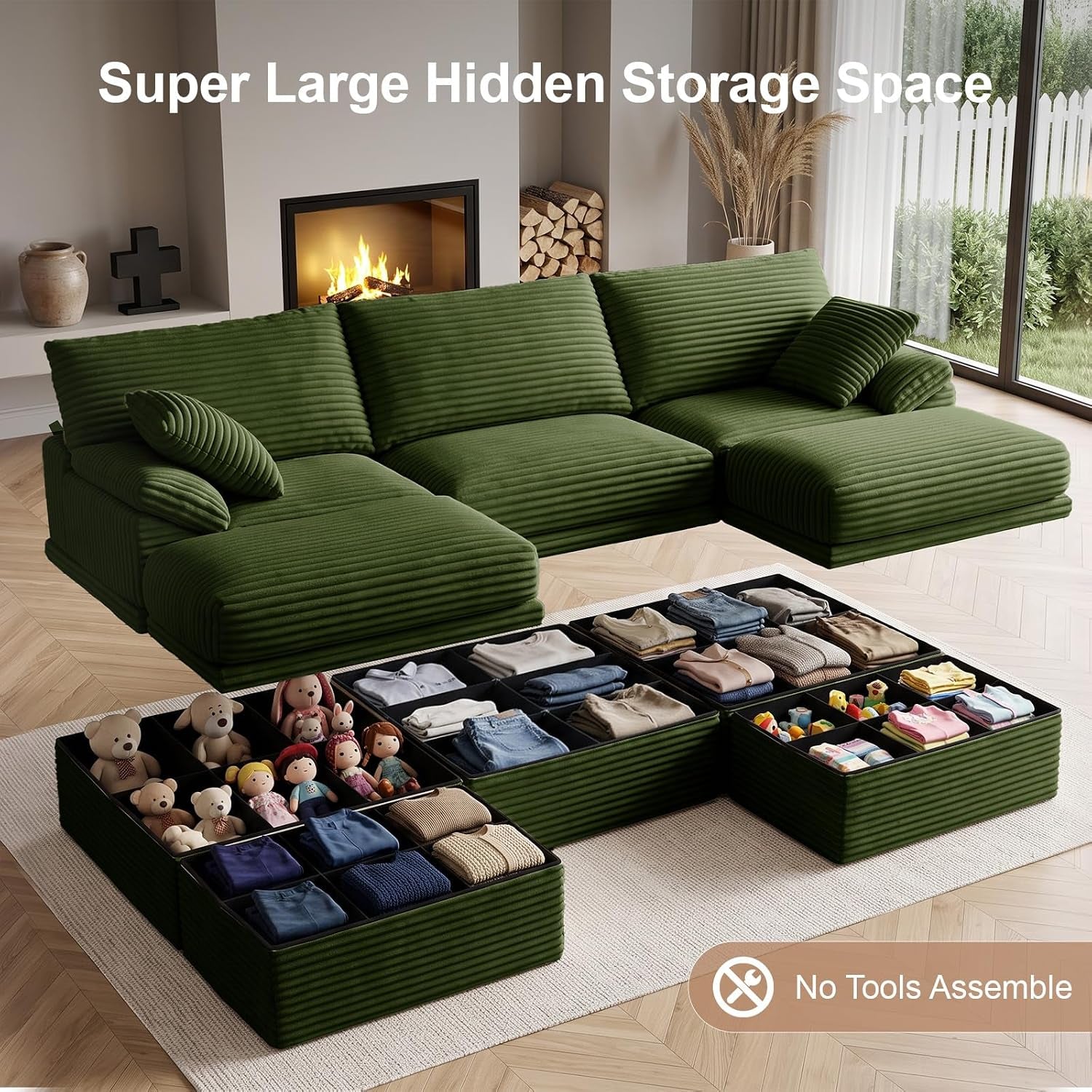 107-boneless-couch-with-storage-48-6-extra-deep-high-seat-modular-sectional-sofa-with-ottoman-3-seater-u-shaped-corduroy-cloud-couch-tool-free-assembly-sectional-couches-for-living-room-green