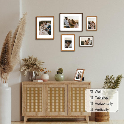 5X7 Picture Frame Natural Teak Wood with Mat for 4X6, Original Natural Solid Wood 5 by 7 Photo Frames with Tempered Glass Cover for Wall and Tabletop Display6