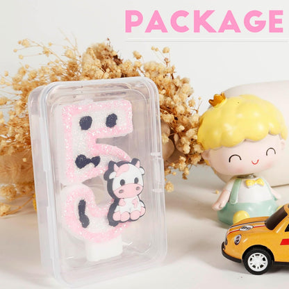 Pink Cow Glitter Birthday Candles Number 1 Birthday Decorations, Holy Cow Im One Birthday Decorations, Number 1 Candle for Cake, Cowgirl Theme Number Candle for Girls First 1St Birthday Party Décor6