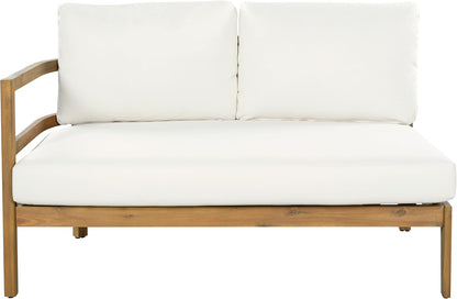 Outdoor Acacia Wood 7 Seater Sectional Sofa Set with Thick Cushions Patio Conversation Set Modular Outdoor Seating with Coffee Table and Club Chairs for Patio Garden Deck9