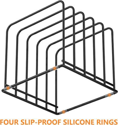 Kitchen Cabinet Organizer, Steel Cookware Holder, Divided Holder with 5 Slots for Skillets Baking Tray and Chopping Board Rack - Baking Pan Holder Storage (1 PC)7
