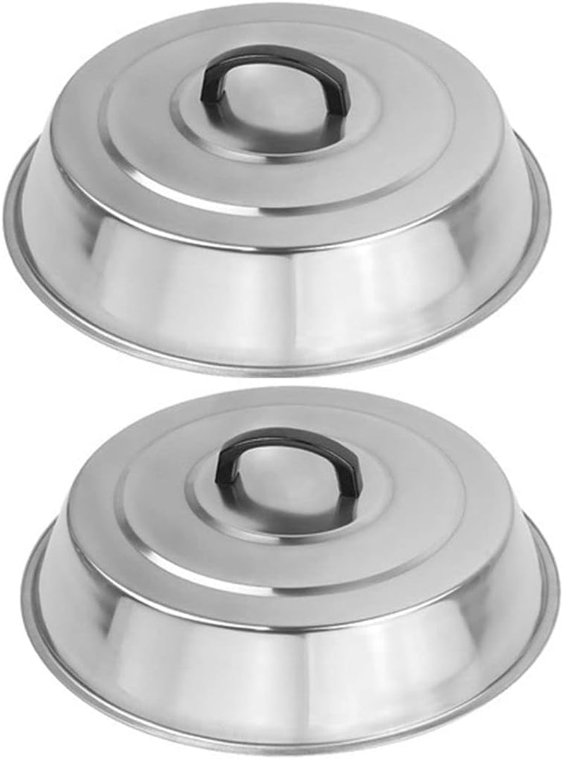 12-inch-heavy-duty-cheese-melting-dome-wok-lids-stainless-steel-griddle-grill-accessories-durable-round-basting-steaming-cover-heat-resistant-handle-for-flat-top-griddle-grill-2-domes