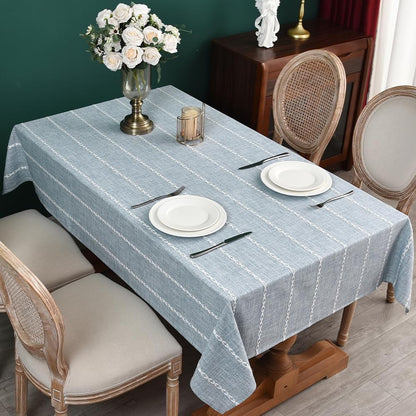 Blue and White Striped Tablecloth Linen Square Tablecloth 53X53 Inch1