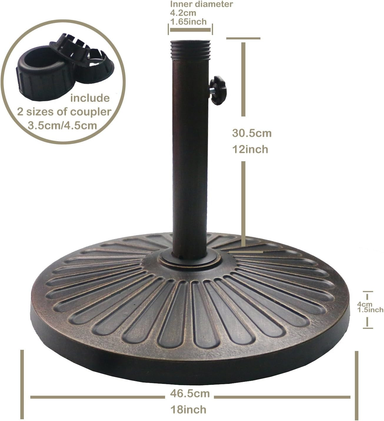 18-30-2-lb-heavy-duty-round-patio-umbrella-base-antiqued-bronze-30-2-lb-resin-umbrella-base-keeps-patio-umbrellas-steady-with-an-elegant-bronze-finish-and-1-38-1-8-pole-fit