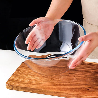 4.7QT Large Glass Mixing Bowl Clear Glass Salad Cooking Bowls for Sourdough, Salad and Storage Prepping and Baking3