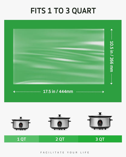 30 Slow Cooker Liners, Small Size 10.5"X 17.5" Fit 1QT to 3QT Pots | BPA Free, Heat-Resistant up to 400°F, Durable Nylon Blend, High Tenacity, 100% Leak-Proof, Disposable Liners, Easy Cleanup2